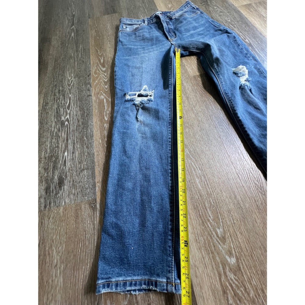 Dear John Jeans Womens 27 Blue Distressed Straight Leg High Rise Denim Pants - Picture 5 of 8
